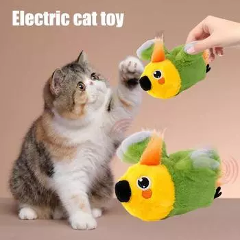 Электрическая игрушка для кошек, плюшевые животные-стимуляторы с вибрацией и щебечущим звуком, активируемая прикосновением, интерактивная игрушка-дразнилка для домашних кошек и собак G