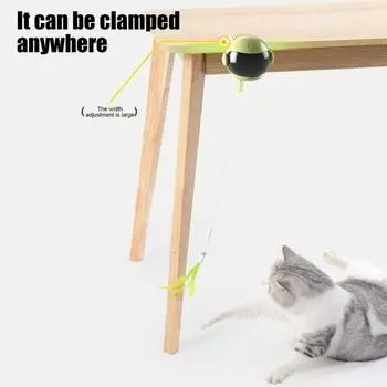 Электрическая игрушка для кошек с перьями, подвешиваемая на дверь, умная самостоятельная игрушка-дразнилка для кошек, автоматическая игрушка для кошек с пушистым шариком и кисточкой для домашних кошек A жёлтый