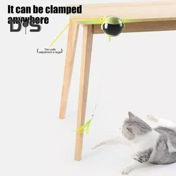 Электрическая игрушка для кошек с перьями, подвешиваемая на дверь, умная самостоятельная игрушка-дразнилка для кошек, автоматическая игрушка для кошек с пушистым шариком и кисточкой для домашних кошек B зелёный