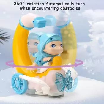 Электрическая игрушка-луноход с музыкальным светом, вращение на 360 градусов, преодоление препятствий, образовательная фиолетовый