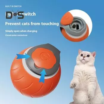Электрическая игрушка-мяч для кошек, умная самокатящаяся игрушка-мяч, устойчивая к укусам, перезаряжаемая через USB, игрушка для домашних кошек, избавляющая от скуки синий