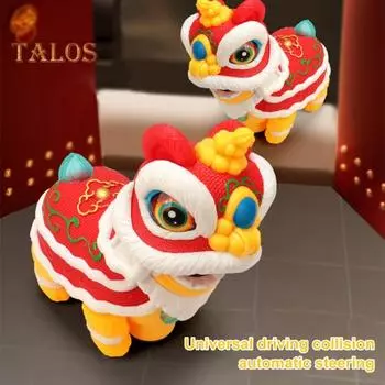 Электрическая игрушка танцующий лев со светодиодной подсветкой и музыкой, автоматическое преодоление препятствий, трясущаяся голова, мультяшная игрушка пробуждающийся лев для малышей, мальчиков и девочек, подарок красный