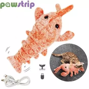 Электрическая имитация лобстера, прыгающая игрушка для кошек, моющиеся забавные плюшевые игрушки для собак, кошек, детей, интерактивные игрушки для кошек с зарядкой через USB оранжевый