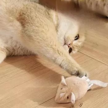 Электрическая имитация маленькой мышки, издающей звуки, котенок, домашняя палка для дразнения, игрушка для кошек, саморазвлекательный головоломка коричневый