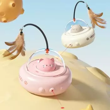 Электрическая интерактивная игрушка для кошек, игрушки для кошек с перьями, дразнящая палочка для кошек, перезаряжаемые электрические сенсорные игрушки для домашних животных для преследования бежевый