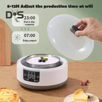 Электрическая йогуртница с регулируемой температурой и контролем времени 1.2L Многофункциональная йогуртница Автоматическая йогуртница A EU