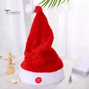 Электрическая качающаяся шапка Санты для взрослых и детей, плюшевая красная и белая качающаяся рождественская шапка, работающая от батареек, поющая шапка Санты для рождественской новогодней вечеринки белый/красный