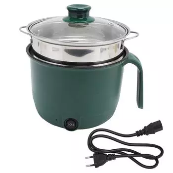 Электрическая кастрюля 1,5 л, 600 Вт, нержавеющая сталь, ручка с защитой от ожогов, прозрачная крышка, электрическая плита для дома EU Plug 220V