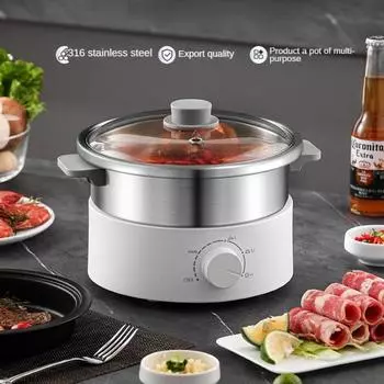 Электрическая кастрюля 220 В из нержавеющей стали без покрытия с внутренней частью из пищевой стали 316, многофункциональная плита и пароварка раздельного типа