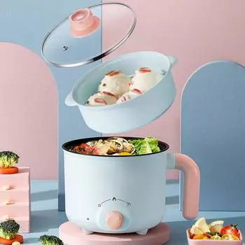 Электрическая кастрюля для приготовления пищи с быстрым нагревом, автоматическая защита от отключения электроэнергии, защита от сухого пригорания, мини-электрическая лапшеварка синий