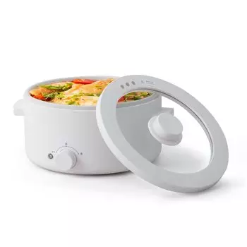 Электрическая кастрюля-гриль объемом 2 л, электрическая кастрюля для 2 человек, большая емкость для многоцелевого использования в одной многофункциональной сковороде с функцией регулировки температуры