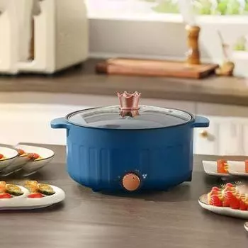 Электрическая кастрюля, многофункциональная электрическая плита для общежития, электрическая сковорода, бытовая интегрированная сковорода, сковорода с антипригарным покрытием, электрическая сковорода синий