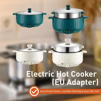 Электрическая кастрюля с антипригарным покрытием 1,7 л, нержавеющая сталь, многофункциональная, 3-скоростная электрическая сковорода для лапши, рамэна, каши, яиц зелёный