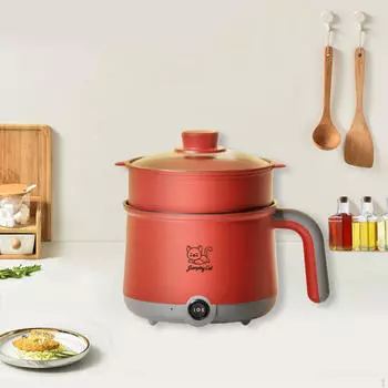Электрическая кастрюля с пароваркой Бытовая лапша для пасты Пельмени Стейк серый зеленый gray red