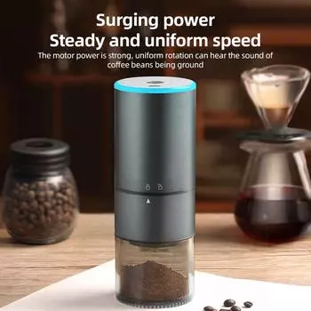 Электрическая кофемолка для тихого измельчения, емкость зерен 25 г, керамический сердечник, тип-C, перезаряжаемый CNC grinding core серебряный