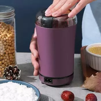 Электрическая кофемолка Компактная мельница для специй Многофункциональная кухонная из пищевой нержавеющей стали US Plug фиолетовый