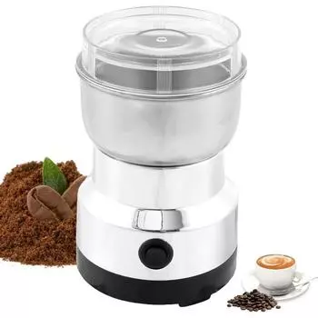 Электрическая кофемолка, мини-мельница для специй с 4 лезвиями из нержавеющей стали, кофемолка с быстрым помолом объемом 300 мл, управление одной кнопкой белый