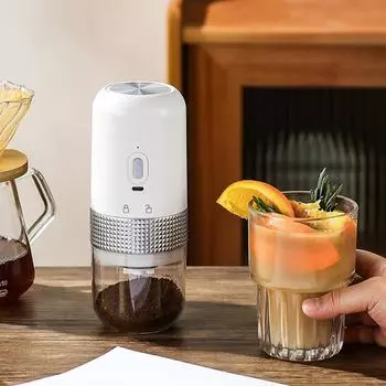 Электрическая кофемолка с USB-зарядкой, мини-кофемолка, кофемолка, эспрессо, специи, мельница для кухни белый