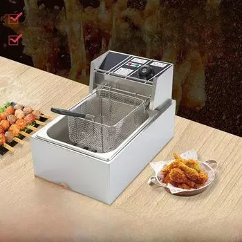 Электрическая коммерческая фритюрница объемом 6 л с одним цилиндром и таймером 6L single tank fryer