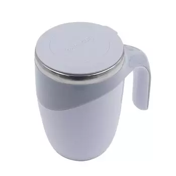 Электрическая кружка для смешивания из нержавеющей стали с электрическим перемешиванием, сохраняет напитки горячими или холодными, проста в использовании, портативная, с крышкой, работает от батареек ААА (Емкость 380мл) белый