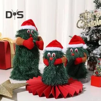 Электрическая кукла-елка, работающая от батареек, танцующая фигурка в виде елки, рождественское украшение для каминного стола, центральная часть S