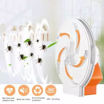 Электрическая ловушка для мух на солнечной энергии, вращающаяся ловушка для вредителей, без звука белый