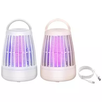 Электрическая ловушка для насекомых, тихая USB-лампа для уничтожения насекомых, нетоксичная ловушка для мух и вредителей для дома, офиса, для помещений и улицы White straight insertion