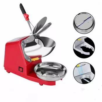 Электрическая машина для производства льда, 1 шт., электрическая машина для производства льда с двумя лезвиями, производительность 187 фунтов/час для домашнего и коммерческого использования (красный)