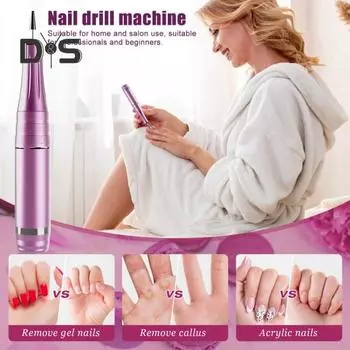 Электрическая машинка для полировки ногтей с 6 насадками USB маникюрный инструмент для ногтей на руках и ногах высокоскоростная машинка для ногтей 35000 об/мин для домашнего и салонного использования розового золота