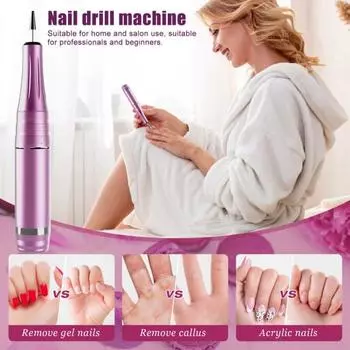 Электрическая машинка для полировки ногтей с 6 насадками USB маникюрный инструмент для ногтей на руках и ногах высокоскоростная машинка для ногтей 35000 об/мин для домашнего и салонного использования серебряный