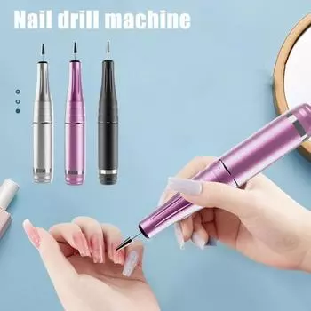 Электрическая машинка для полировки ногтей с 6 насадками USB маникюрный инструмент для ногтей и чёрный