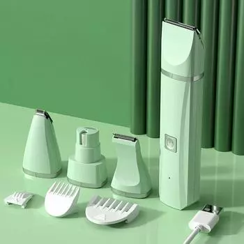 Электрическая машинка для стрижки домашних животных 4 в 1 с 4 лезвиями, триммер для ухода за ногтями, шлифовальная машинка для ногтей, профессиональная перезаряжаемая стрижка для собак, кошек белый