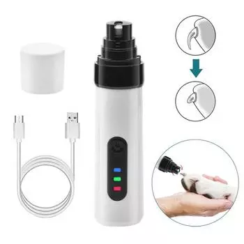 Электрическая машинка для стрижки когтей домашних животных, бесшумная машинка для стрижки когтей с низкой вибрацией, шлифовальная машина для стрижки когтей, аккумуляторная машинка для ухода за лапами домашних животных, для собак и кошек белый