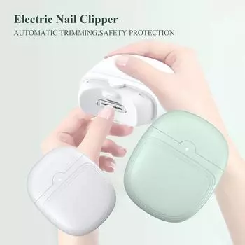 Электрическая машинка для стрижки ногтей, автоматический триммер для ногтей, USB-зарядный шлифовальный станок для ногтей, мини-инструмент для ухода за ногтями для детей и взрослых со светодиодной подсветкой зелёный