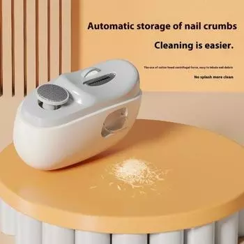 Электрическая машинка для стрижки ногтей, полировщик со светодиодной подсветкой, 3-скоростная, перезаряжаемая, 2-в-1, автоматическая пилка для ногтей белый