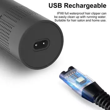Электрическая машинка для стрижки волос, беспроводной триммер для стрижки волос, набор для стрижки с 3 направляющими гребнями, перезаряжаемые через USB-порт волосы with display screen чёрный