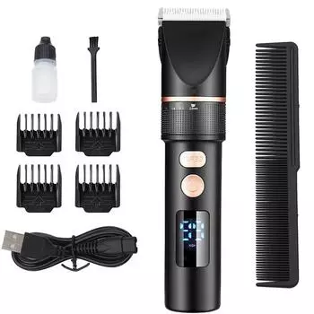 Электрическая машинка для стрижки волос для мужчин, USB-зарядка, лезвие из нержавеющей стали, ЖК-дисплей, мужская машинка для стрижки волос, парикмахерская машина