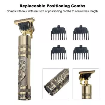 Электрическая машинка для стрижки волос Ретро триммер для волос Перезаряжаемая беспроводная машинка для стрижки волос Домашнее использование Моющаяся золотой