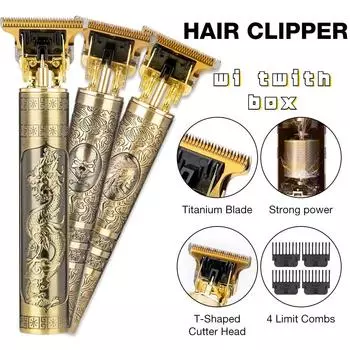 Электрическая машинка для стрижки волос с коробкой, триммер для волос для мужчин, перезаряжаемая электробритва для бороды, парикмахерская, машина для стрижки волос для мужчин, стрижка волос Buddha+USB+Box
