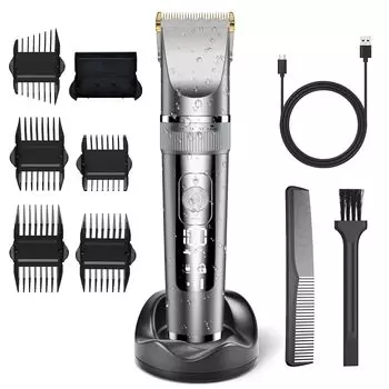 Электрическая машинка для стрижки волос с зарядкой, высота стрижки 10 типов светодиодов, большая автоматическая низкая IPX7 машинка для стрижки для дома, коммерческого бритья, японские инструкции