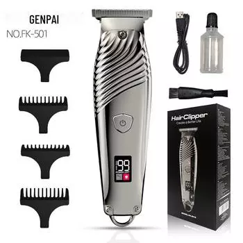 «Электрическая машинка для стрижки волос с зарядкой от USB на 1400 мАч для домашнего использования — триммер для карвинга, лысины и волос на теле» LCD digital display 1400mAh