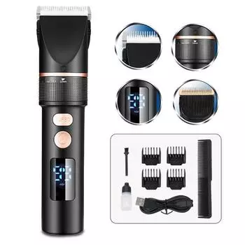 Электрическая машинка для стрижки волос с ЖК-дисплеем и цифровым дисплеем, регулируемый шаг, профессиональный аккумуляторный триммер для волос для мужских парикмахерских usb paragraph
