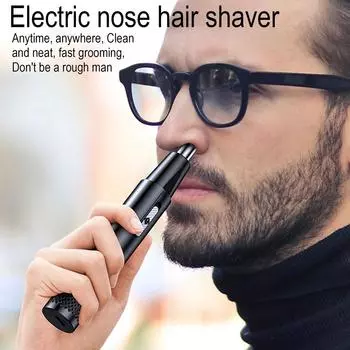 Электрическая машинка для стрижки волос в носу Перезаряжаемая мультикинетическая бритва «два в одном» унисекс Полностью автоматический моющийся триммер для бритья носа чёрный