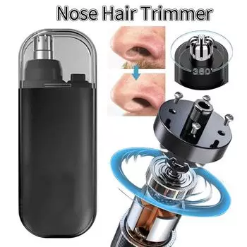 Электрическая машинка для стрижки волос в носу без боли 7000 об/мин инструмент для бритья волос в носу с двойными лезвиями машинка для стрижки волос в ушах триммер для ухода за мужчинами синий