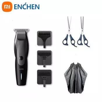 Электрическая машинка для стрижки волос Xiaomi ENCHEN Hummingbird с 3 расческами для волос USB-зарядка Малошумный триммер для волос большой емкости Rasoir Hair Clipper чёрный