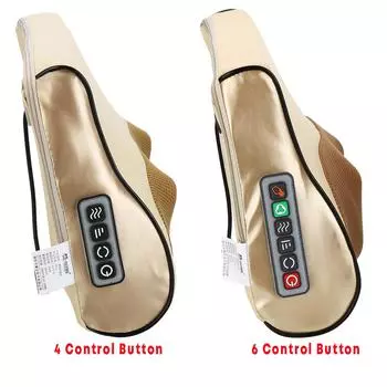 Электрическая массажная подушка 24 Вт, 4/6 кнопок, инфракрасный обогреватель, массажер для шеи, плеч, спины, тела 4 Control Button