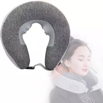 Электрическая массажная подушка для шеи, самонадувающаяся шейная массажная подушка U-образной формы, массажер для шеи, расслабляет шейное давление, снимает усталость шеи серый