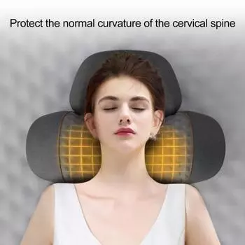 Электрическая массажная подушка с 3 режимами зарядки через USB, эластичная подушка для сна от боли в шее серый