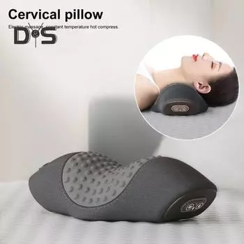 Электрическая массажная подушка с зарядкой через USB, эластичная подушка для сна, облегчающая боль в шее, улучшающая кровообращение, поддерживающая шейный отдел позвоночника, комфортная подушка для сна на боку светло-серый