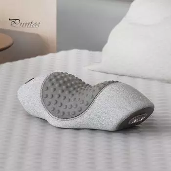 Электрическая массажная подушка с зарядкой через USB, эластичная подушка для сна, облегчающая боль в шее, улучшающая кровообращение, поддерживающая шейный отдел позвоночника, комфортная подушка для сна на боку светло-серый